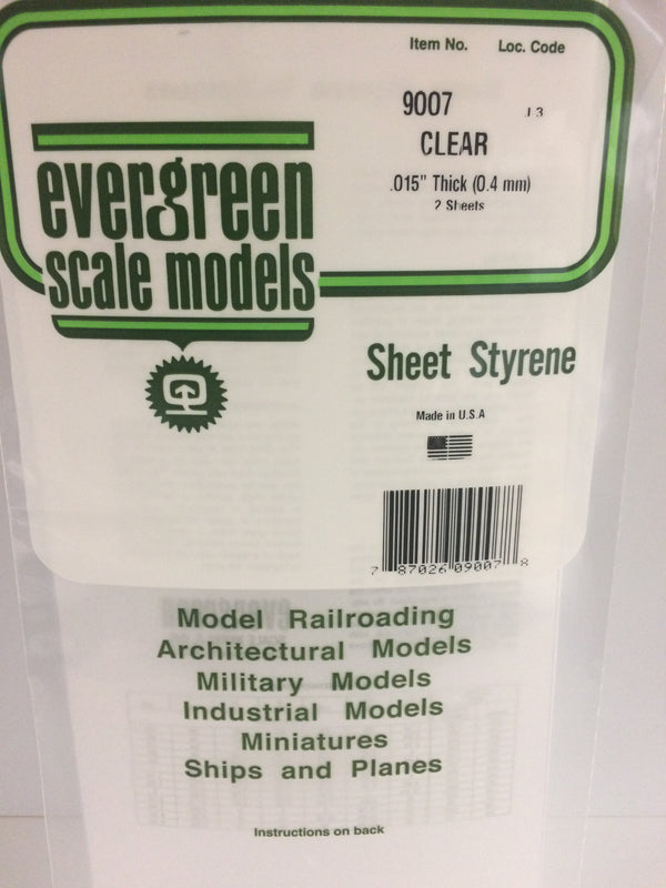 9007 - .015 CLEAR ORIENTED POLYSTYRENE SHEET - Evergreen Scale Models