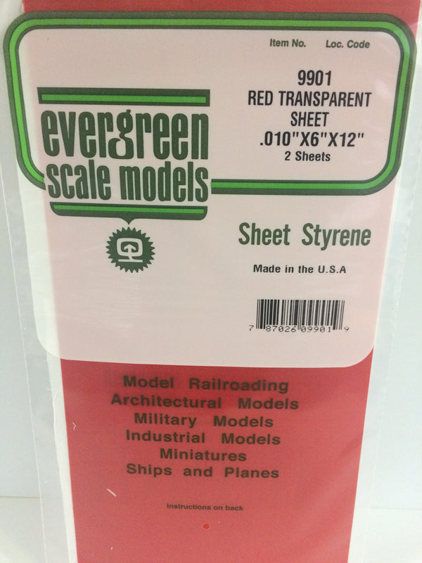 9901 - .010 RED TRANSPARENT POLYSTYRENE SHEET