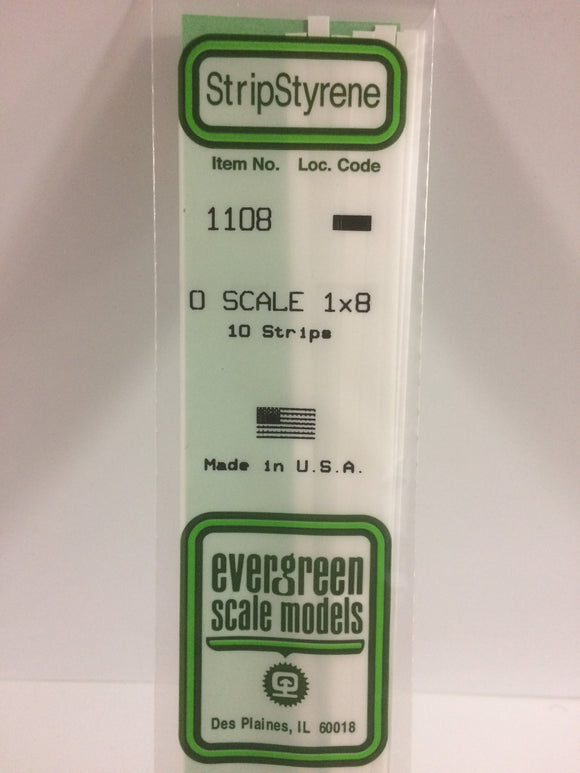 14" (35cm) OPAQUE WHITE POLYSTYRENE O SCALE STRIPS 1:48