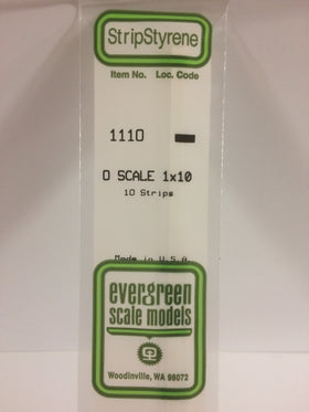 1110 - .020" X .208" OPAQUE WHITE POLYSTYRENE O SCALE STRIPS (1X10)