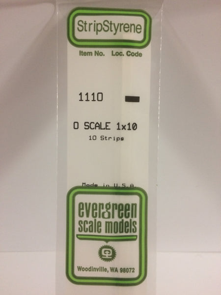 1110 - .020" X .208" OPAQUE WHITE POLYSTYRENE O SCALE STRIPS (1X10)