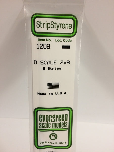 1208 - .040" X .166"  OPAQUE WHITE POLYSTYRENE O SCALE STRIPS (2X8)