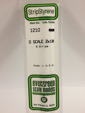 1210 - .040" X .208" OPAQUE WHITE POLYSTYRENE O SCALE STRIPS (2X10)
