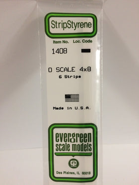 1408 - .080" X .166" OPAQUE WHITE POLYSTYRENE O SCALE STRIPS (4X8)