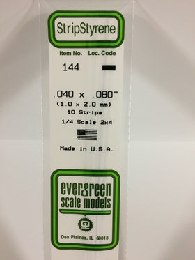 144 - .040" X .080" OPAQUE WHITE POLYSTYRENE STRIP