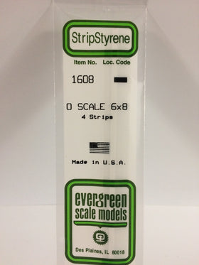 1608 - .125" X .166" OPAQUE WHITE POLYSTYRENE O SCALE STRIPS (6X8)