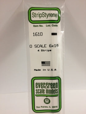 1610 - .125" X .208" OPAQUE WHITE POLYSTYRENE O SCALE STRIPS (6X10)
