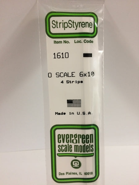 1610 - .125" X .208" OPAQUE WHITE POLYSTYRENE O SCALE STRIPS (6X10)