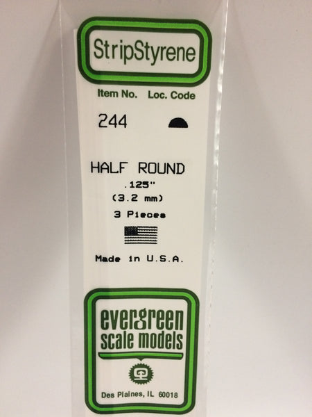 244 - .125" (3.2mm) OPAQUE WHITE POLYSTYRENE HALF ROUND