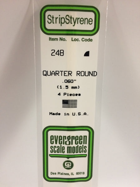 248 - .060" (1.5mm) OPAQUE WHITE POLYSTYRENE QUARTER  ROUND