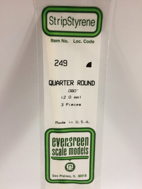 249 - .080" (2.0mm) OPAQUE WHITE POLYSTYRENE QUARTER  ROUND