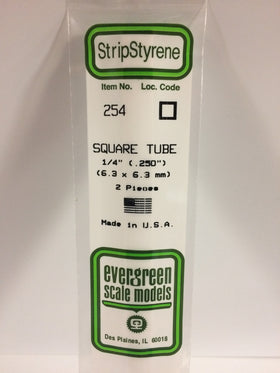 254 - .250" (6.3mm) OPAQUE WHITE POLYSTYRENE SQUARE TUBING