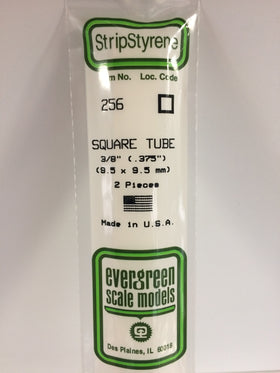 256 - .375" (9.5mm)OPAQUE WHITE POLYSTYRENE SQUARE TUBING