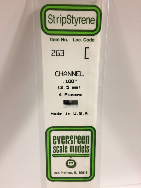 263 - .100" (2.5mm) OPAQUE WHITE POLYSTYRENE CHANNEL