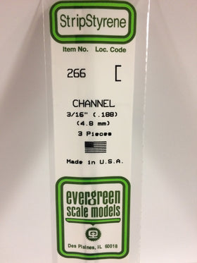 266 - .188"  (4.8mm) OPAQUE WHITE POLYSTYRENE CHANNEL