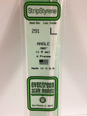 291 - .060"  (1.5mm) OPAQUE WHITE POLYSTYRENE ANGLE