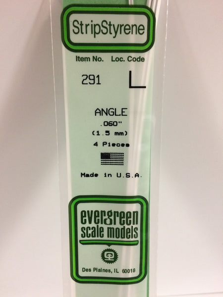 291 - .060"  (1.5mm) OPAQUE WHITE POLYSTYRENE ANGLE