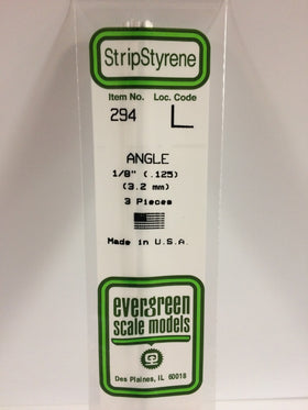 294 - .125"  (3.2mm) OPAQUE WHITE POLYSTYRENE ANGLE