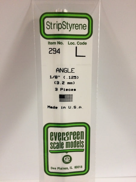 294 - .125"  (3.2mm) OPAQUE WHITE POLYSTYRENE ANGLE