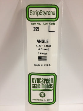 295 - .156"  (4.0mm) OPAQUE WHITE POLYSTYRENE ANGLE