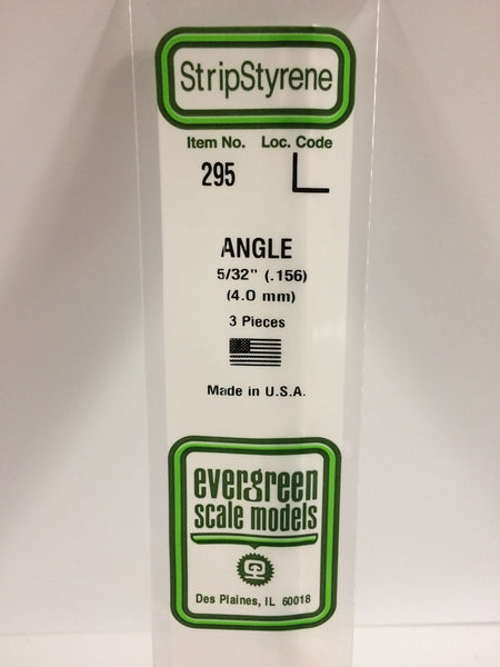 295 - .156"  (4.0mm) OPAQUE WHITE POLYSTYRENE ANGLE