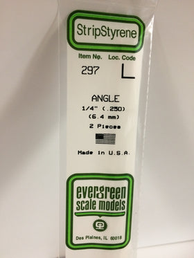 297 - .250"  (6.3mm) OPAQUE WHITE POLYSTYRENE ANGLE