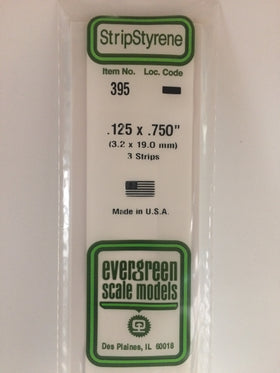 395 - .125" X .750" X 24" OPAQUE WHITE POLYSTYRENE STRIP