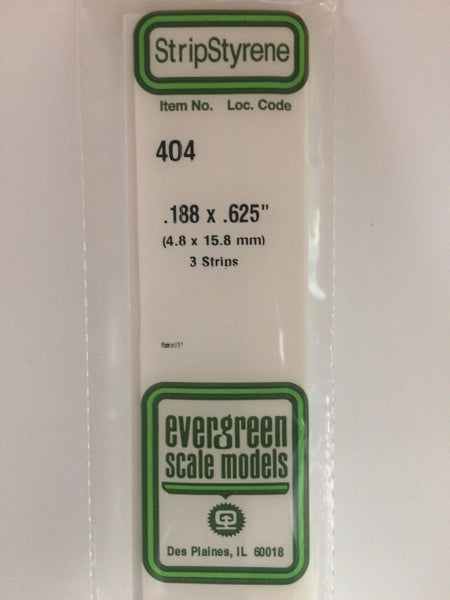 404 - .188" X .625" X 24" OPAQUE WHITE POLYSTYRENE STRIP