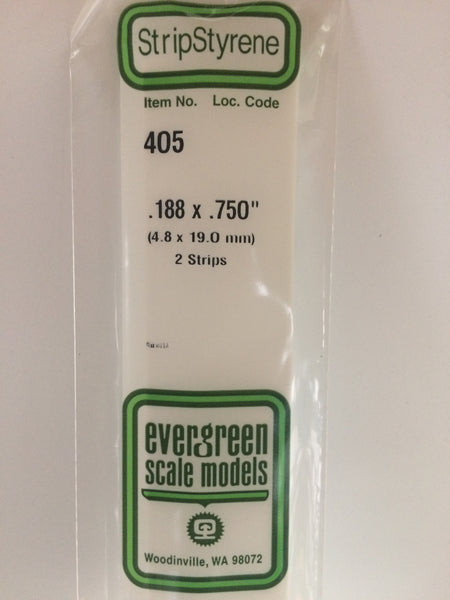 405 - .188" X .750" X 24" OPAQUE WHITE POLYSTYRENE STRIP