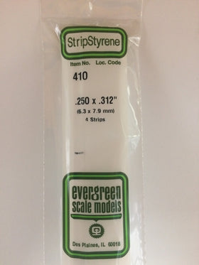 410 - .250" X .312" X 24" OPAQUE WHITE POLYSTYRENE STRIP