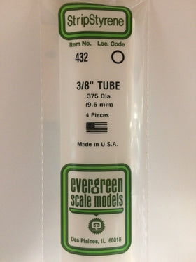 432 - .375" (9.5mm) OD x 24" (60cm)  OPAQUE WHITE POLYSTYRENE TUBING