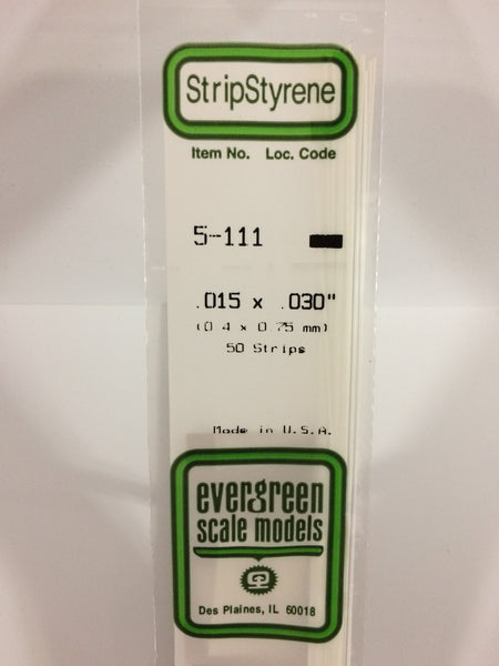 111 - .015" X .030" OPAQUE WHITE POLYSTYRENE STRIP