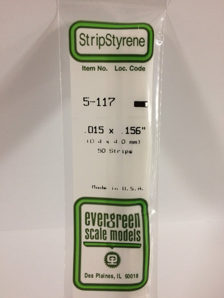 117 - .015" X .156" OPAQUE WHITE POLYSTYRENE STRIP