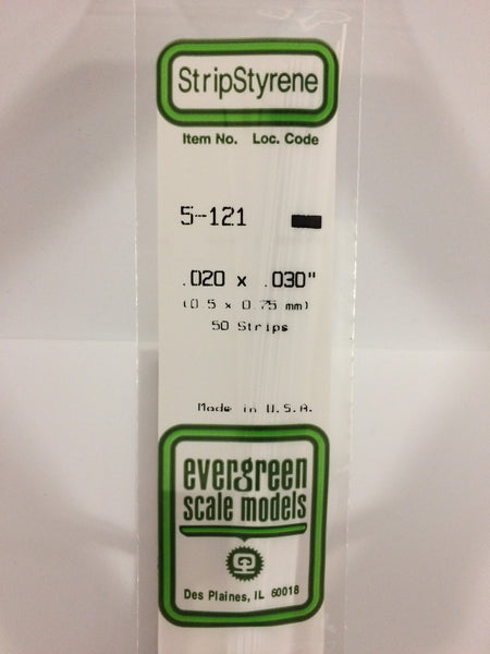 121 - .020" X .030" OPAQUE WHITE POLYSTYRENE STRIP