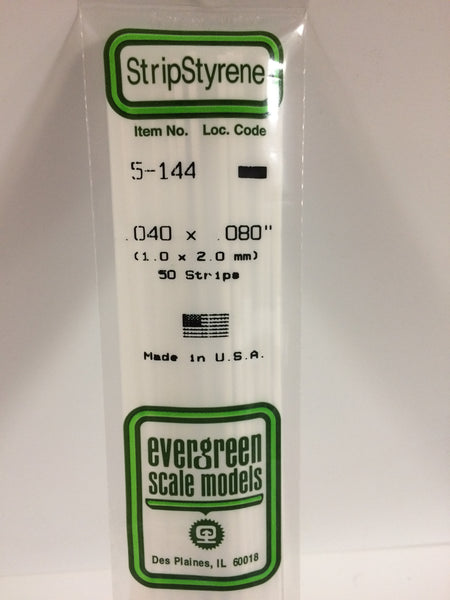 144 - .040" X .080" OPAQUE WHITE POLYSTYRENE STRIP