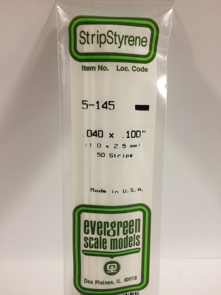 145 - .040" X .100" OPAQUE WHITE POLYSTYRENE STRIP