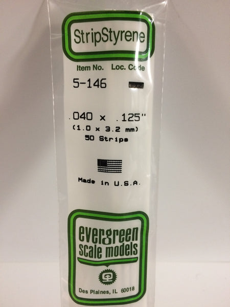 146 - .040" X .125" OPAQUE WHITE POLYSTYRENE STRIP