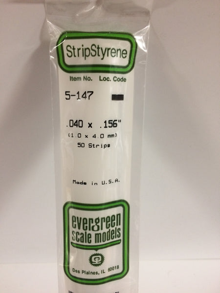 147 - .040" X .156" OPAQUE WHITE POLYSTYRENE STRIP
