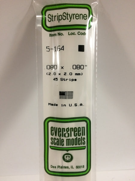 164 - .080" X .080" OPAQUE WHITE POLYSTYRENE STRIP