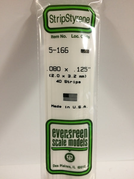 166 - .080" X .125" OPAQUE WHITE POLYSTYRENE STRIP