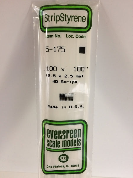 175 - .100" X .100" OPAQUE WHITE POLYSTYRENE STRIP