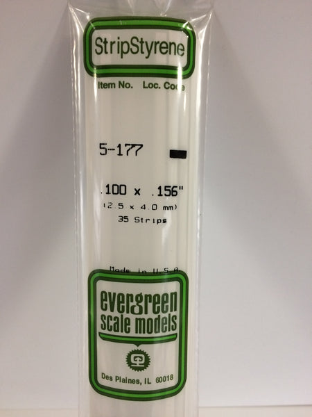177 - .100" X .156" OPAQUE WHITE POLYSTYRENE STRIP
