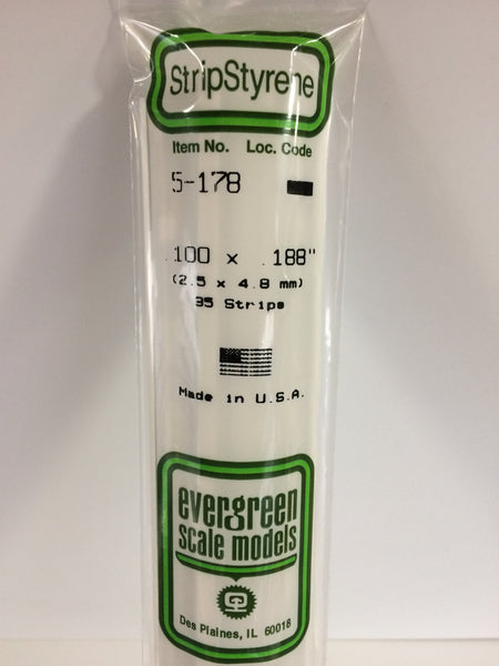 178 - .100" X .188" OPAQUE WHITE POLYSTYRENE STRIP