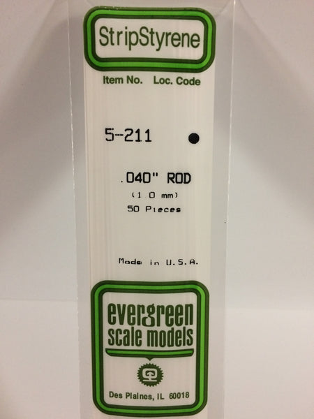 211 - .040" (1.0mm) OD WHITE POLYSTYRENE ROD