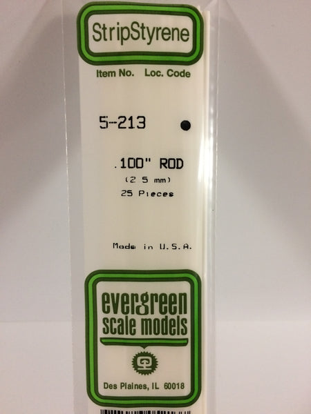 213 - .100" (2.5mm) OD WHITE POLYSTYRENE ROD