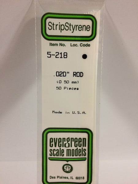 218 - .020" (.5mm) OD WHITE POLYSTYRENE ROD