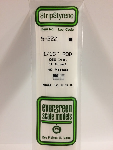 222 - .062" (1.6mm) OD WHITE POLYSTYRENE ROD
