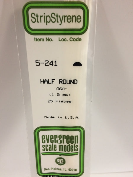 241 - .060" (1.5mm) OPAQUE WHITE POLYSTYRENE HALF ROUND