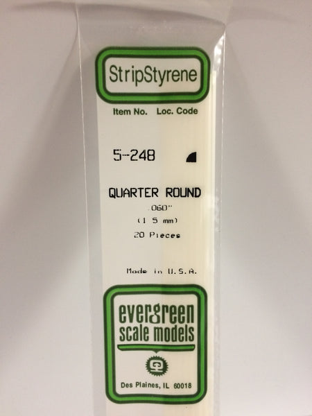 248 - .060" (1.5mm) OPAQUE WHITE POLYSTYRENE QUARTER  ROUND