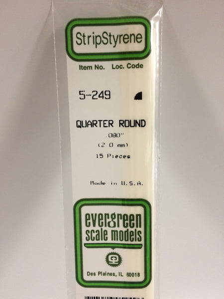 249 - .080" (2.0mm) OPAQUE WHITE POLYSTYRENE QUARTER  ROUND